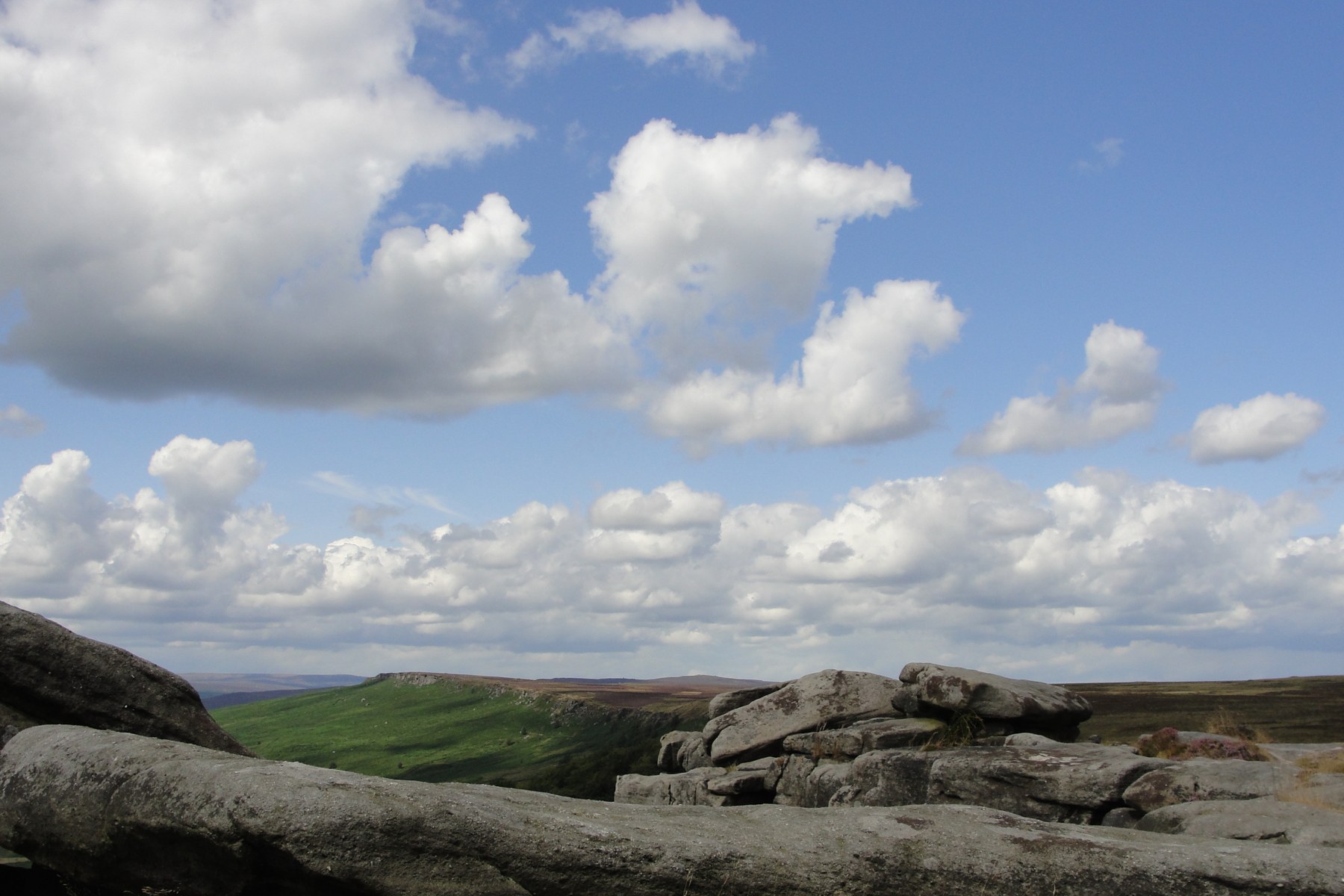 Gritstone outcrops at Stanage Edge, on the eastern side of the National Park.